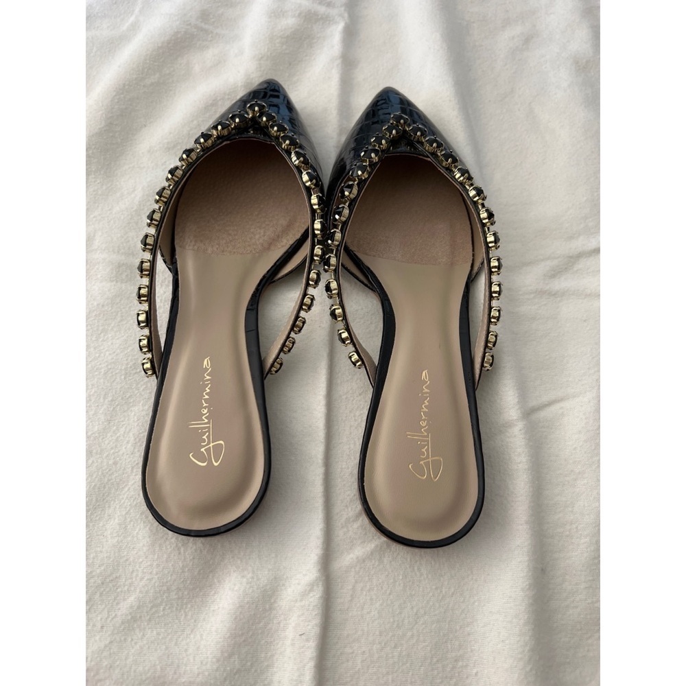 ANTHROPOLOGIE Guilhermina Embellished Black Slides Sz 8 - Picture 2 of 5